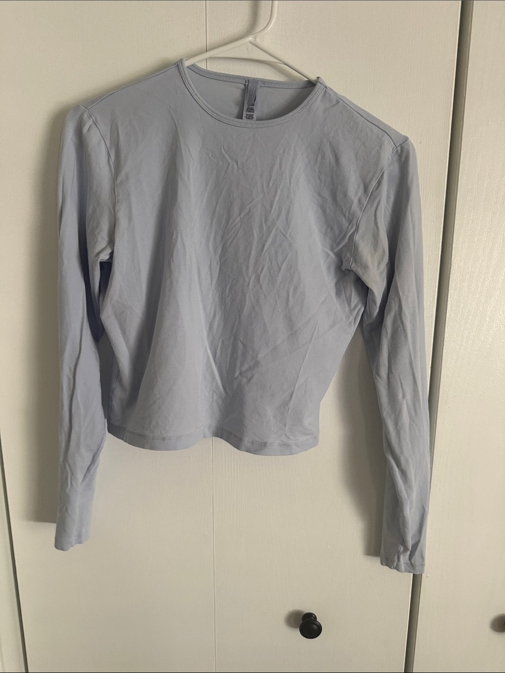 SKIMS Long Sleeve Crewneck Crop Top in Pale Blue Sz XL